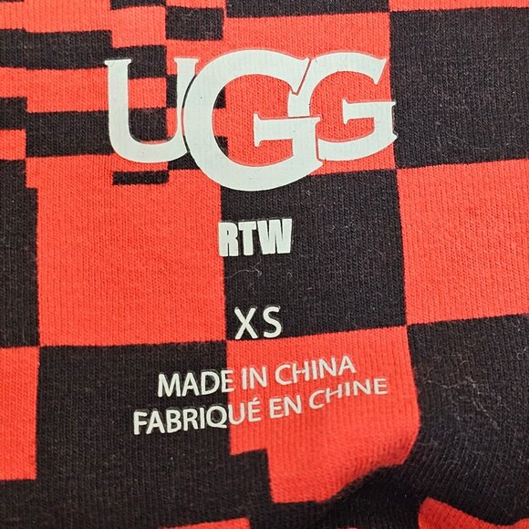 Ladies Red Abstract Emo Grunge Goth Festival School Bold Leggings UGG Ignite XS - Picture 9 of 9